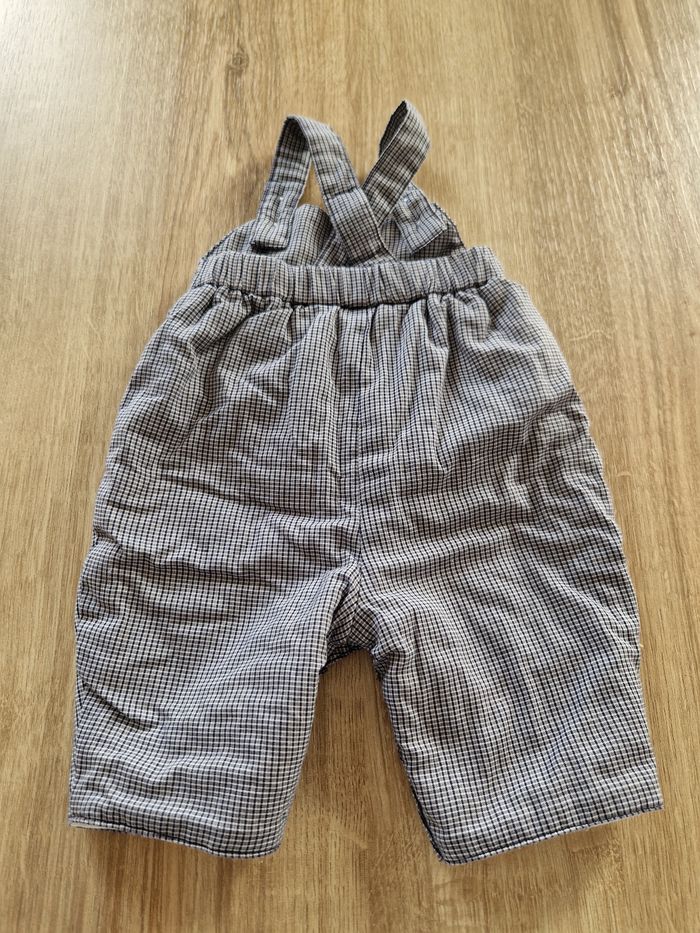 Salopette Bébé 3 Mois - carreaux Bleu et Blancs - Style Rétro - photo numéro 2