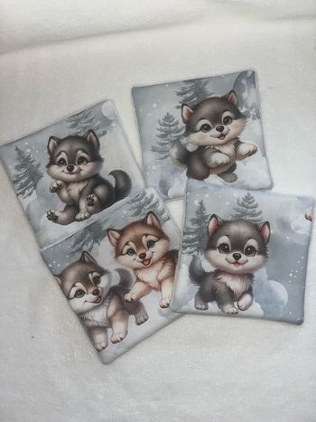 4 lingettes lavables loup 