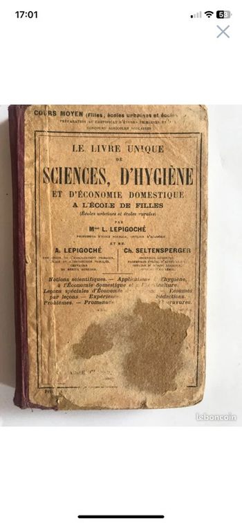 Livre ancien science de l’hygiène et d’économie domestique