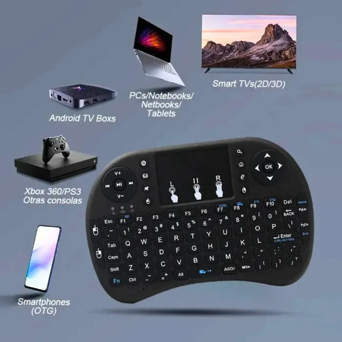 Mini clavier 2.4G rétroéclairé avec pavé tactile – compatible TV, PC, Android - photo numéro 3