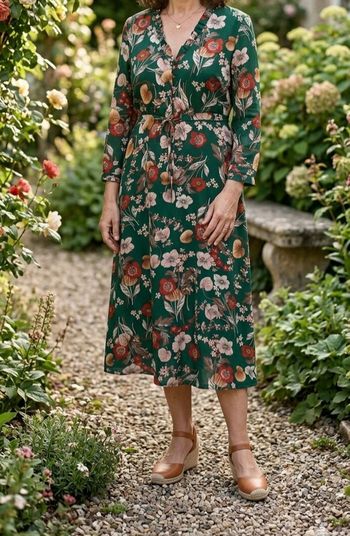 Robe longue fleurie majolica vert taille 40  