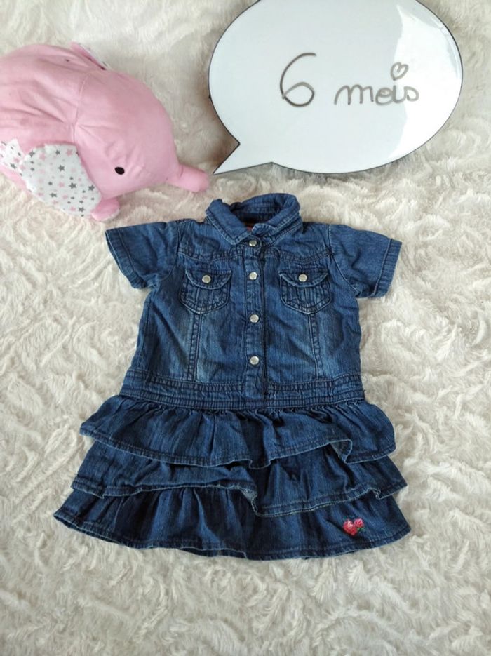 Robe doublée jeans Fille 6 mois Garden colors Tissaia Fleurs