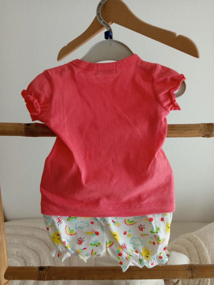 Ensemble short et t-shirt effet combishort bébé fille 3 mois neuve - photo numéro 3