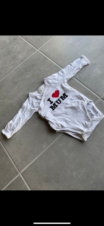 Body ventral manches longues I love Mum mixte 3-6 mois