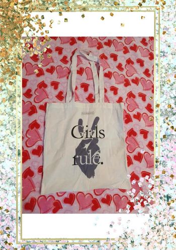 Sac en tissu blanc cassé gris girls rules eleven paris