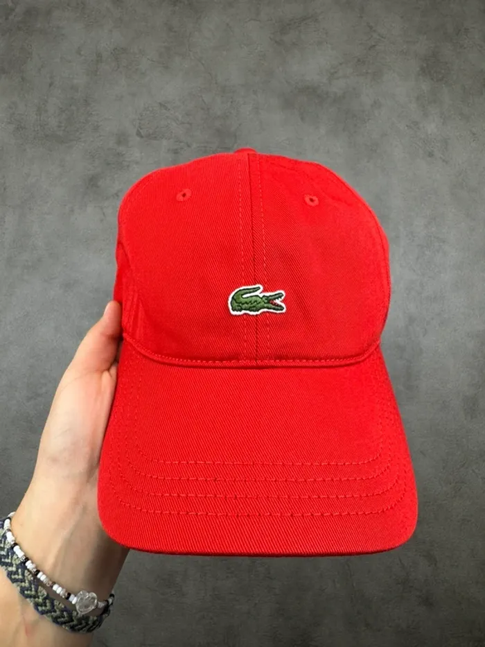 Casquette Lacoste Rouge Logo Brodé Neuve - photo numéro 2