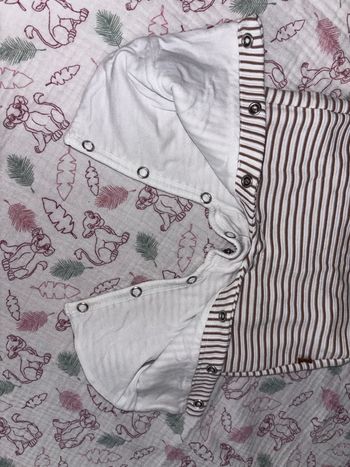 Salopette bébé rayée - marron & blanc