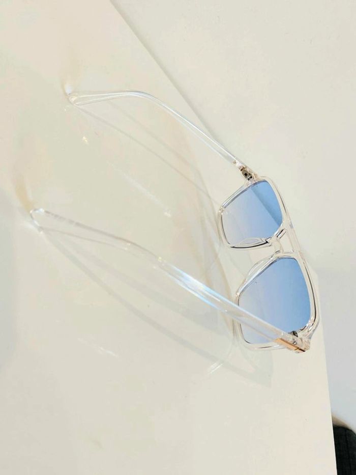 Lunette de soleil mixte transparente verres bleus dégradés UV protection catégorie 1 - photo numéro 4