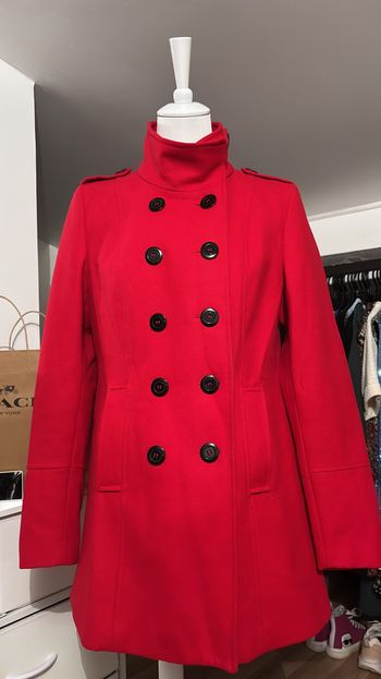 Manteau rouge style caban Camaïeu T42
