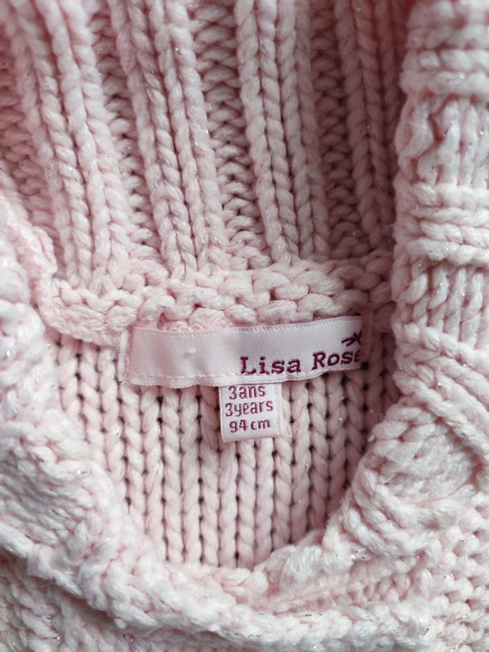 Gilet tricoté fille lisa rose 3 ans - photo numéro 3