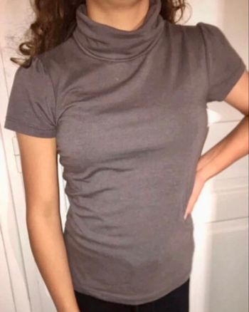 T-shirt mc gris col roulé s