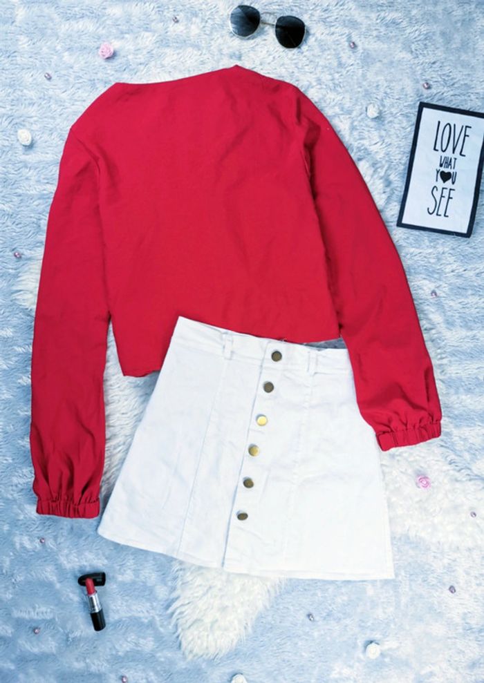 Top fluide bordeaux à lacets croisés et décolleté en V - T.S ou T.36 🖤 - photo numéro 3