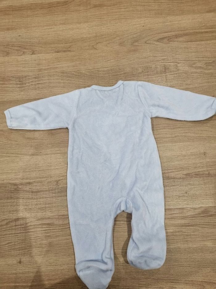 Pyjama Velours Bébé Bleu Ciel Éléphant - Mixte - Taille 3 Mois Très Bon État - photo numéro 3