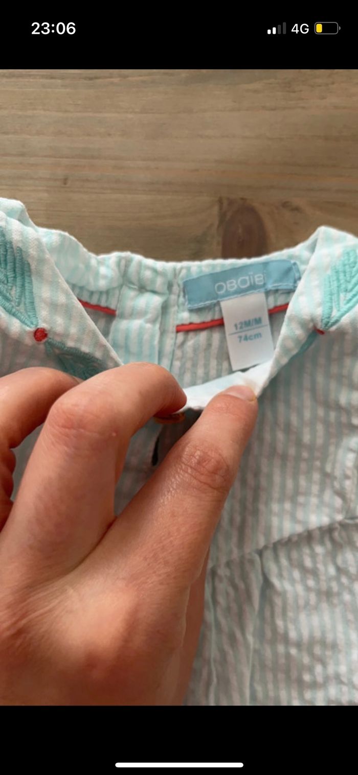 Blouse obaibi bleu et blanc - photo numéro 3