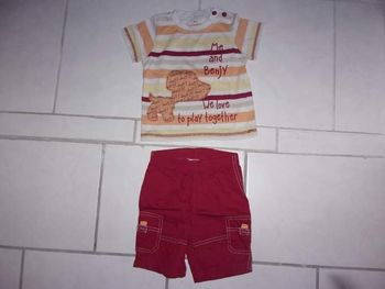 Ensemble tee shirt+short garçon 12 mois