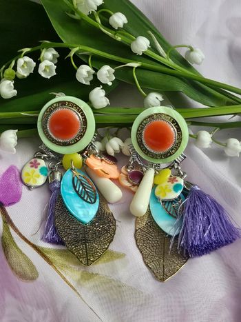 Boucles d oreilles avec breloques modèle 11 en acier inoxydable