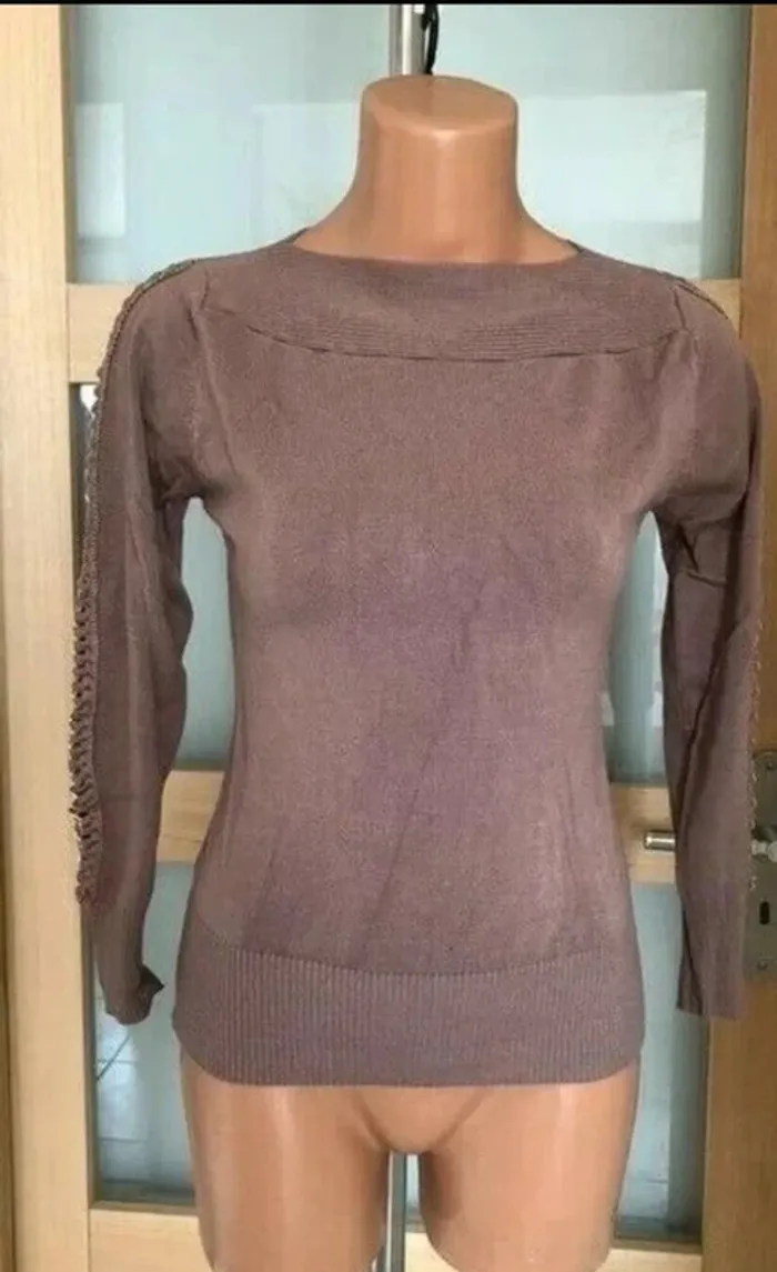 Beau pull marron beige T: 36/38 - photo numéro 3