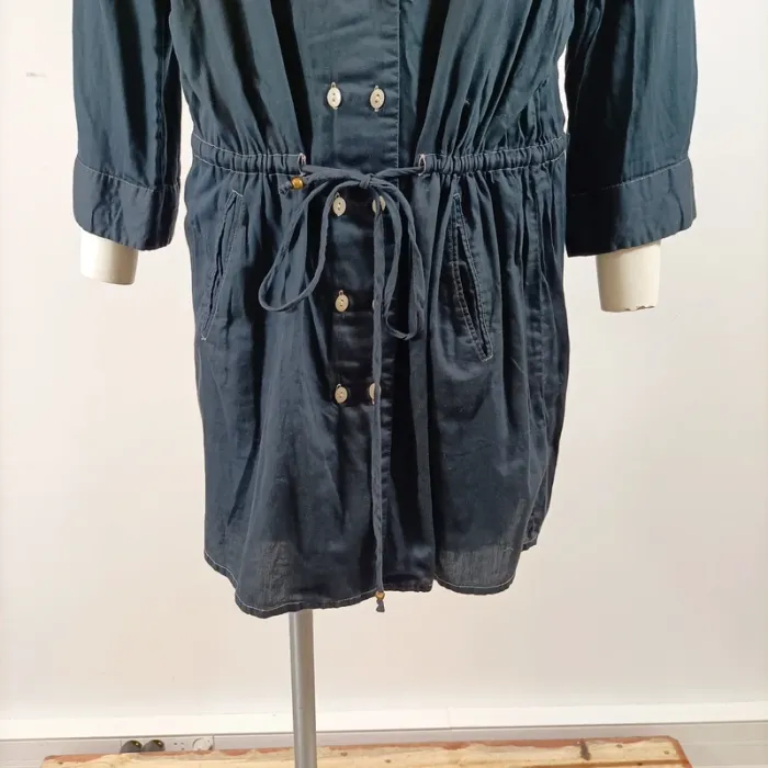 Robe-chemise bleu nuit I.Code 100% coton, manches 3/4, détails dorés élégants A1570 - photo numéro 3