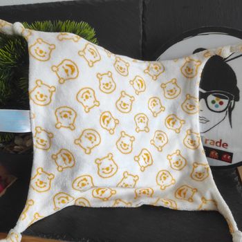 Doudou Plat Mouchoir Ours Blanc Jaune Winnie Ourson 4 Noeuds Carrefour Disney    #geeltradedoudou