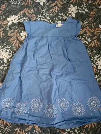 Robe P'tit bisou bleue lavande broderies fleures 12 mois
