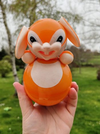 Culbuto lapin orange vintage