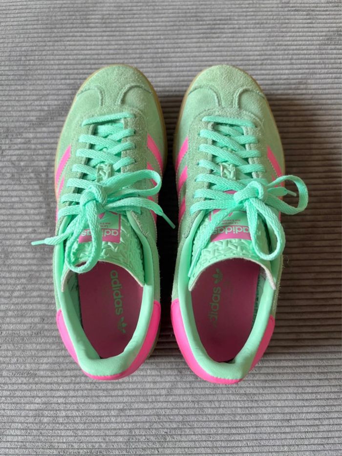 Chaussures adidas gazelle bold vert et fuschia / taille 38 - photo numéro 5