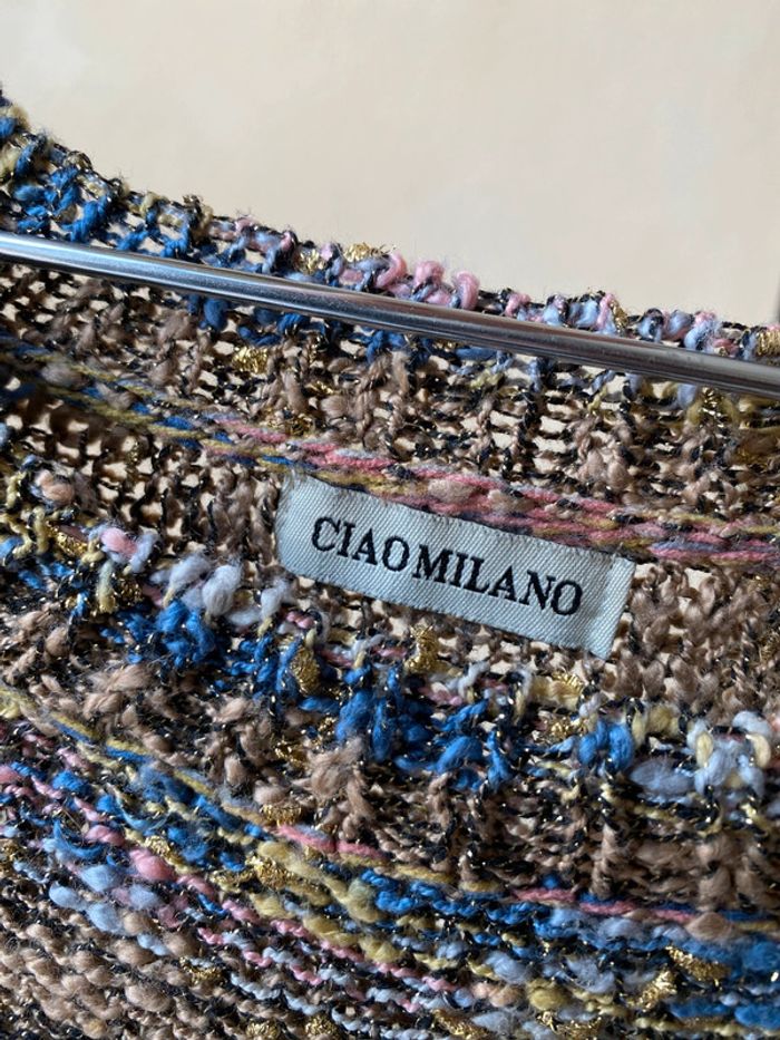 Pull moucheté épaules ajourées dentelle Ciao Milano M - photo numéro 8