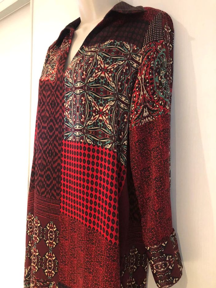 Robe Zara Rouge bordeaux vert taille M Aspect satiné - photo numéro 4