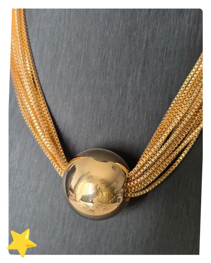 Collier multi chaine vénitienne acier inoxydable dorée avec boule - photo numéro 2