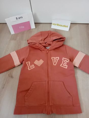 Gilet zippé capuche fille 8 ans Vertbaudet