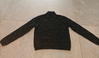 Pull à col roulé noir chic femme S 36