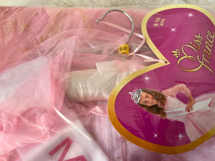 Robe Miss France Deluxe rose Upyaa 8/10 ans sous housse organza avec cintre satin - photo numéro 4