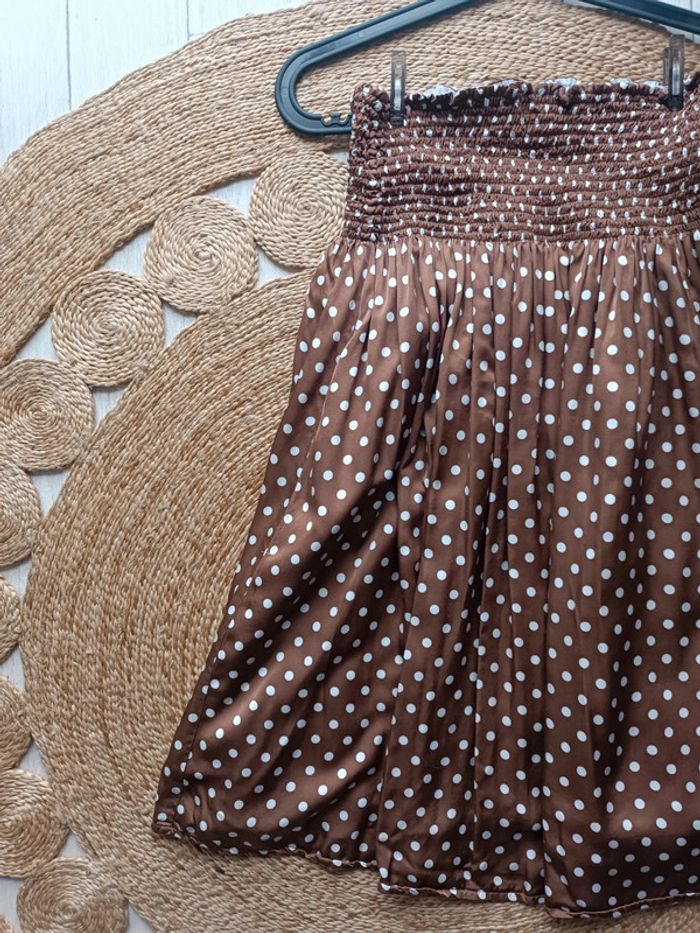 Jupe marron pois blanc élastique Taille S Make me Lemonade En très bon état