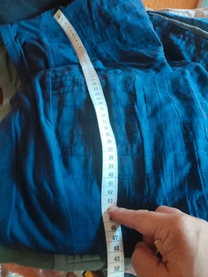 3 pantacourt élastique à la taille bleu vert taille L - photo numéro 11