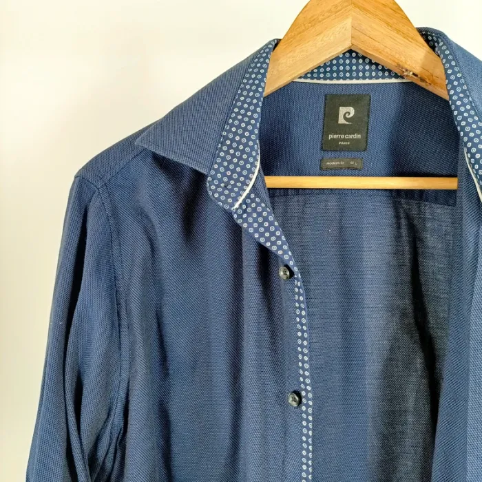 Chemise homme bleu foncé Pierre Cardin, col à motif, taille 41 1311 - photo numéro 4
