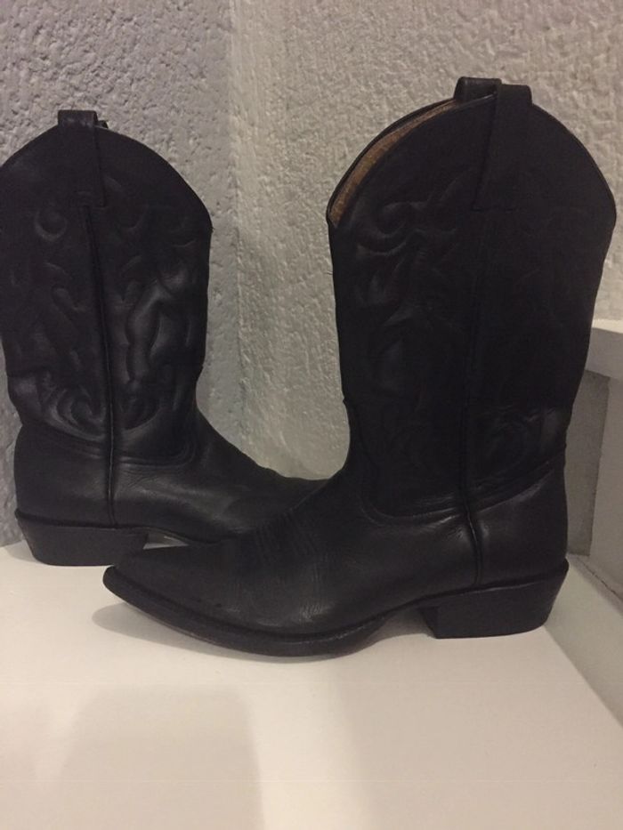 Santiags mexicaines mixtes noires tout cuir P39 - photo numéro 2