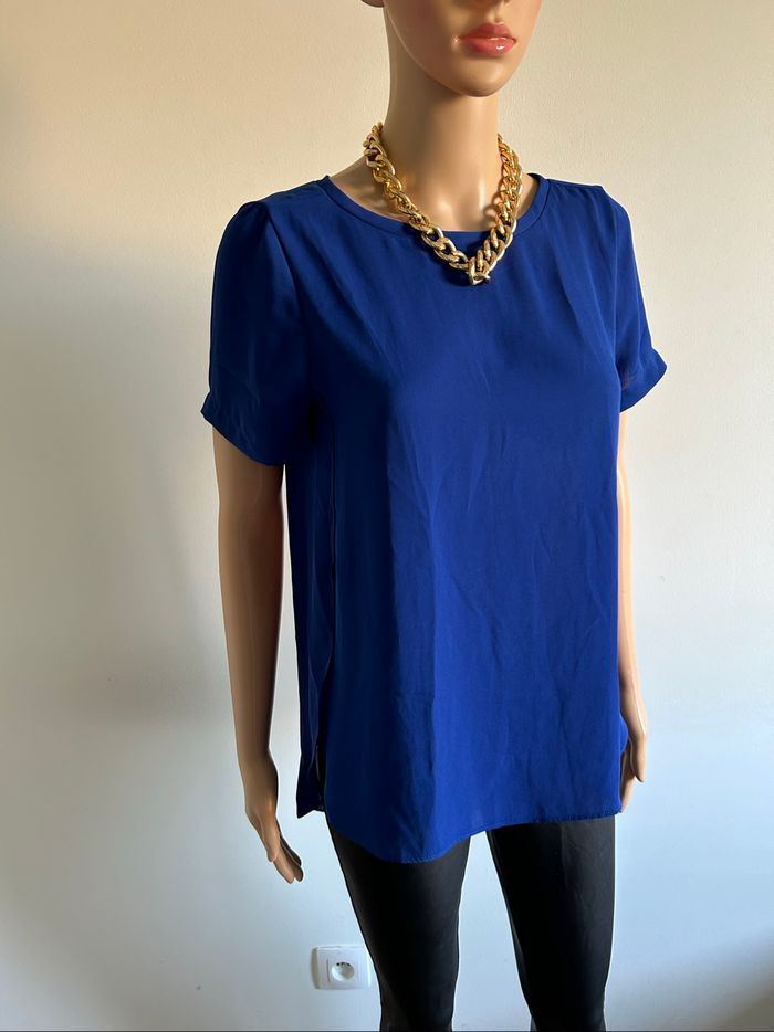 Blouse bleue à manches courtes Morgan taille 36 jamais portée - photo numéro 2