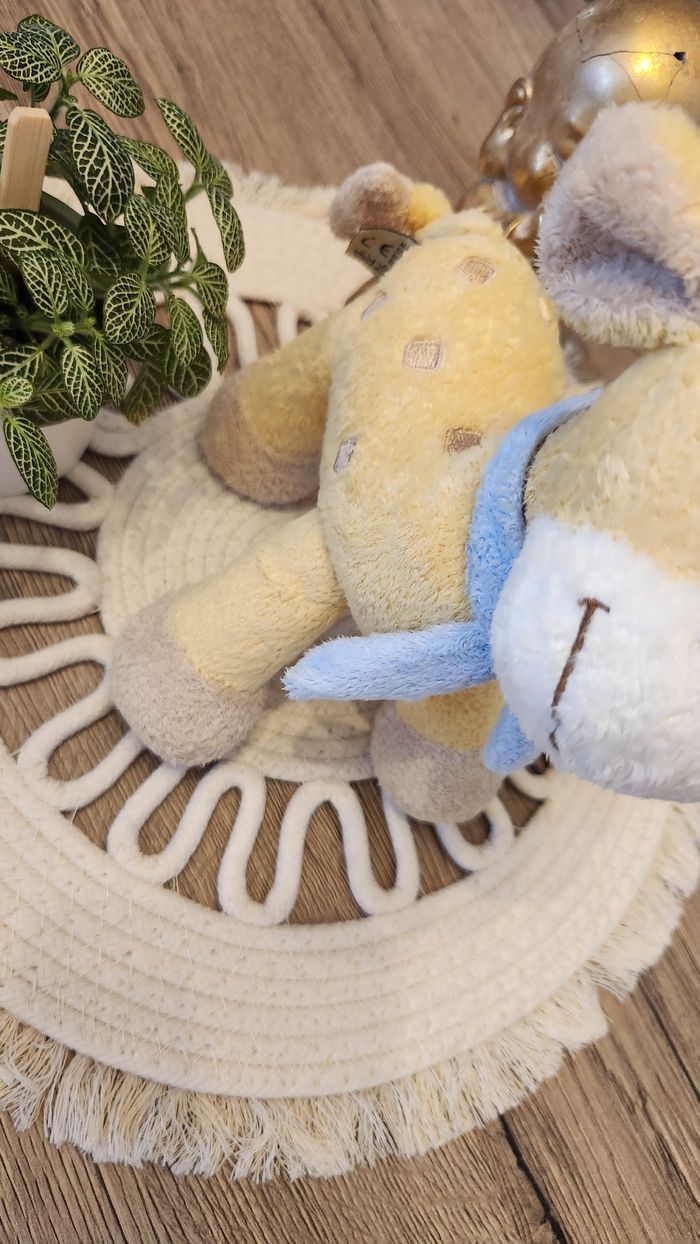 Doudou Girafe Nicotoy Jaune Bleu - photo numéro 4