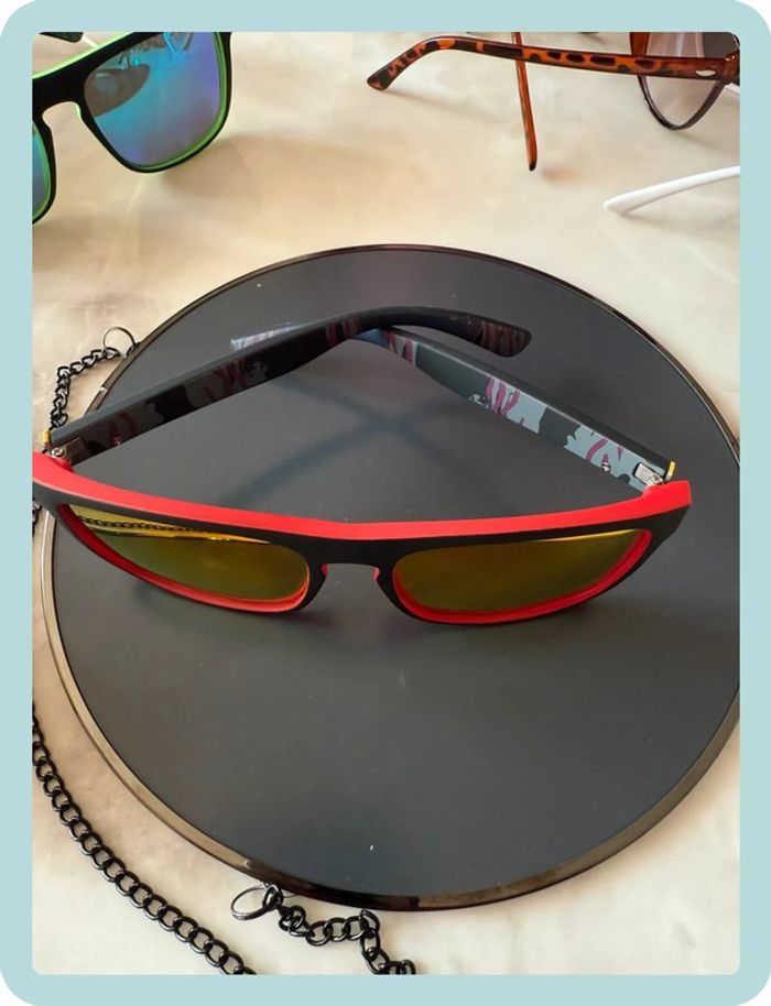 Lunette de soleil sport rouge - photo numéro 4