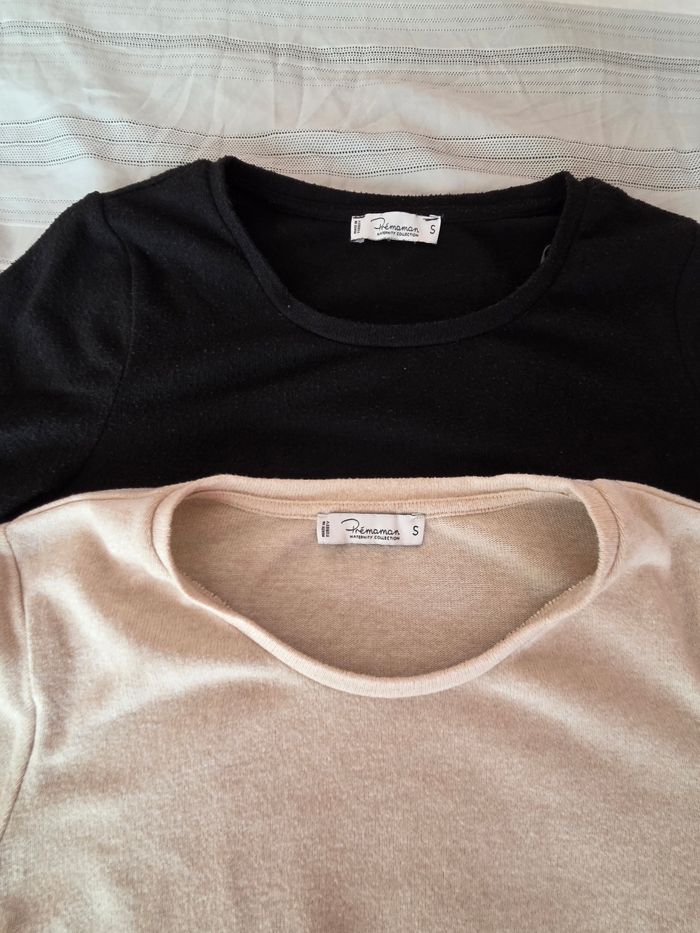Lot de 2 pulls de grossesse beige et noir - photo numéro 2