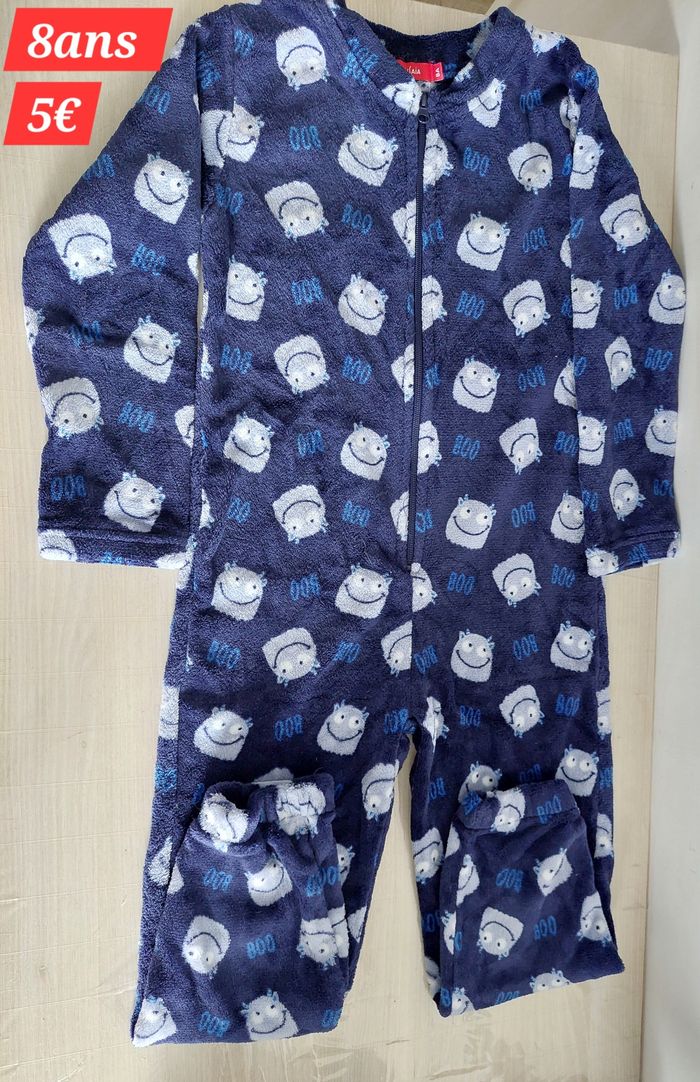 Combi pyjama bleu marine garçon 8ans - photo numéro 2