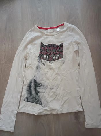 T-shirt fille chat 🐈🐱 taille 12 ans Okaïdi en très bon état