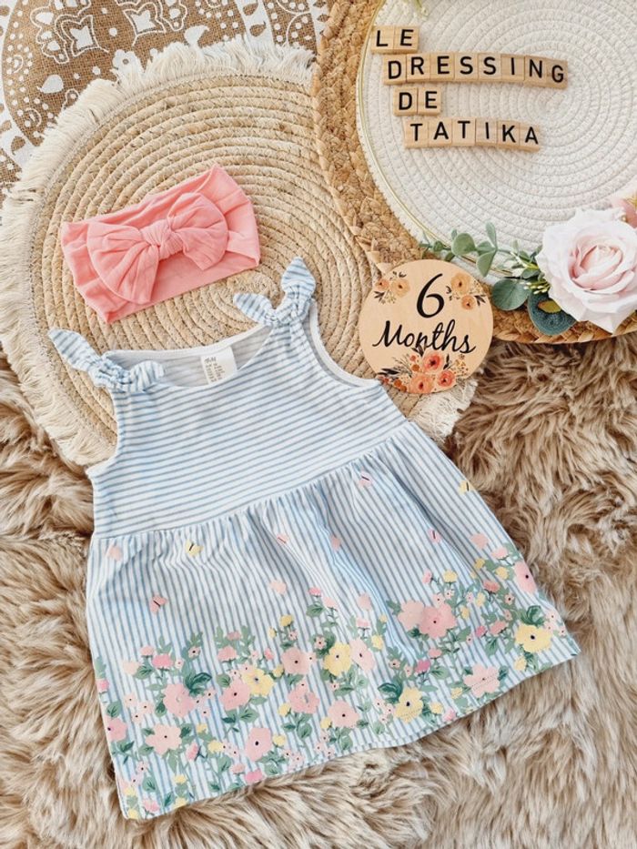 Robe fleurie bandeau 6mois bébé fille été printemps