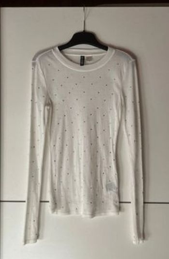 Haut blanc transparent à strass H&M – Taille M – Neuf sans étiquette – Jamais porté