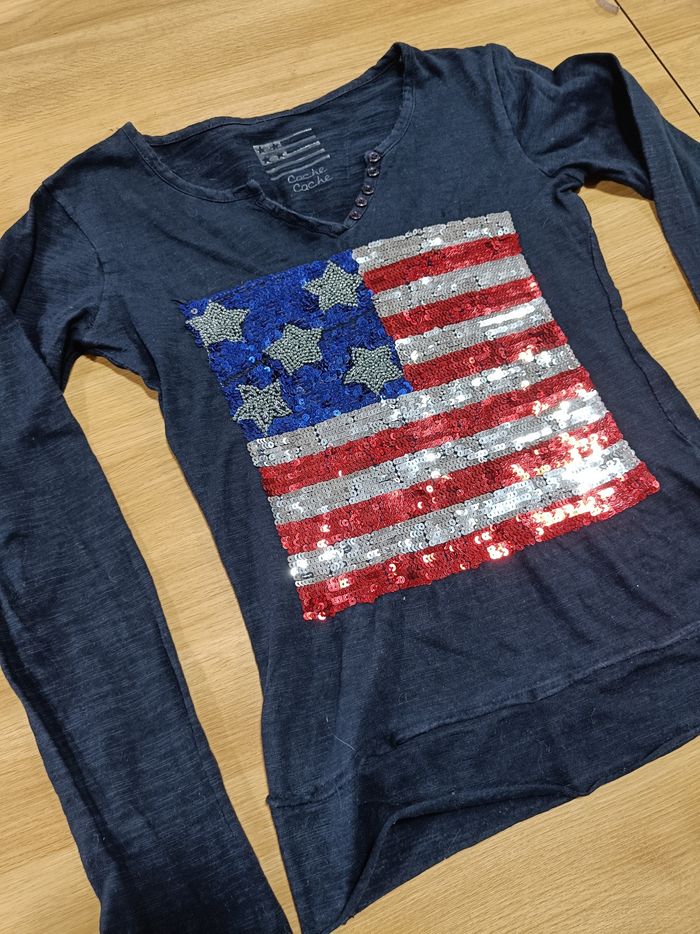 T-shirt manche longue marine - cache cache - - photo numéro 5