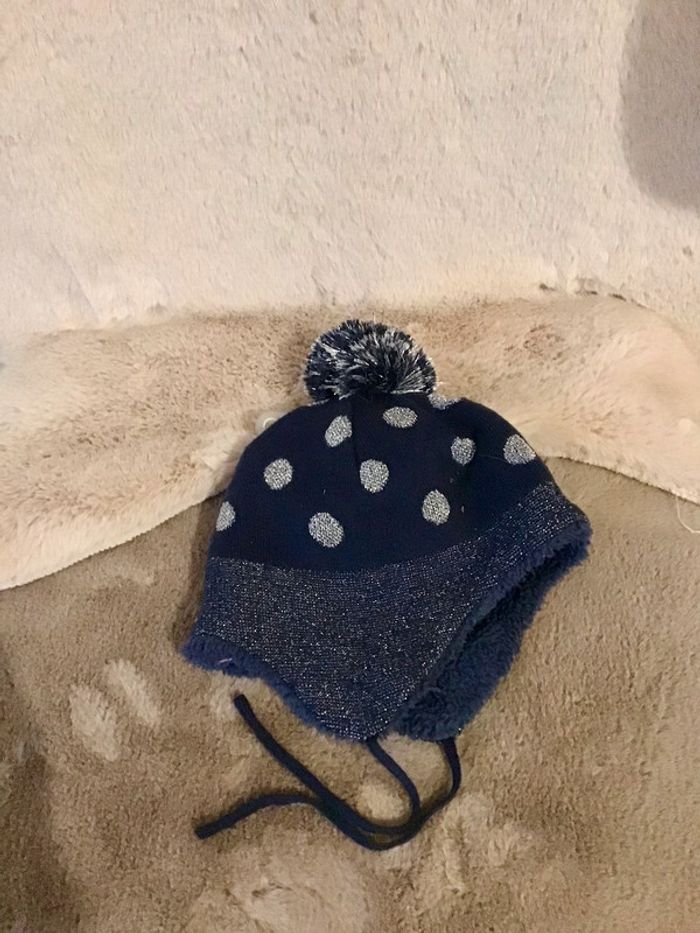 Très beau bonnet marrine et argenté taille 6/22 mois Obaibi intérieur polaire (1223