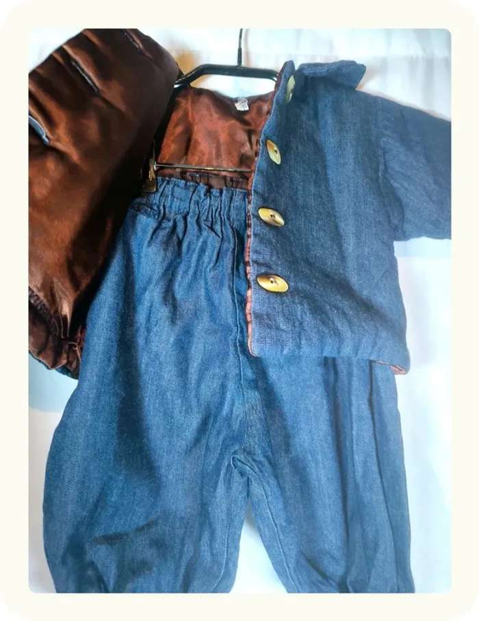 Ensemble pantalon veste traditionnel jean épais enfant Taille 6 mois 68 cm - photo numéro 3