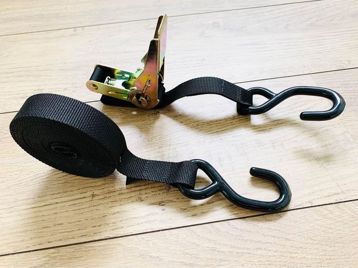 Sangle 25 mm avec tendeur à cliquet et 2 crochets « S » - Marque JOUBERT
