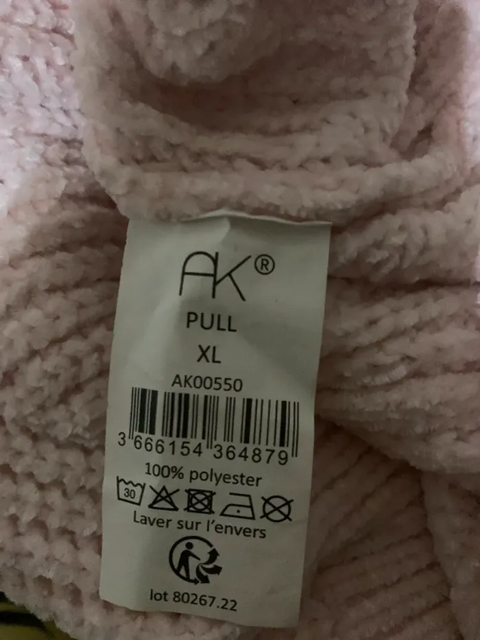 Pull Anna Karel taille XL grosse maille rose col V - photo numéro 8