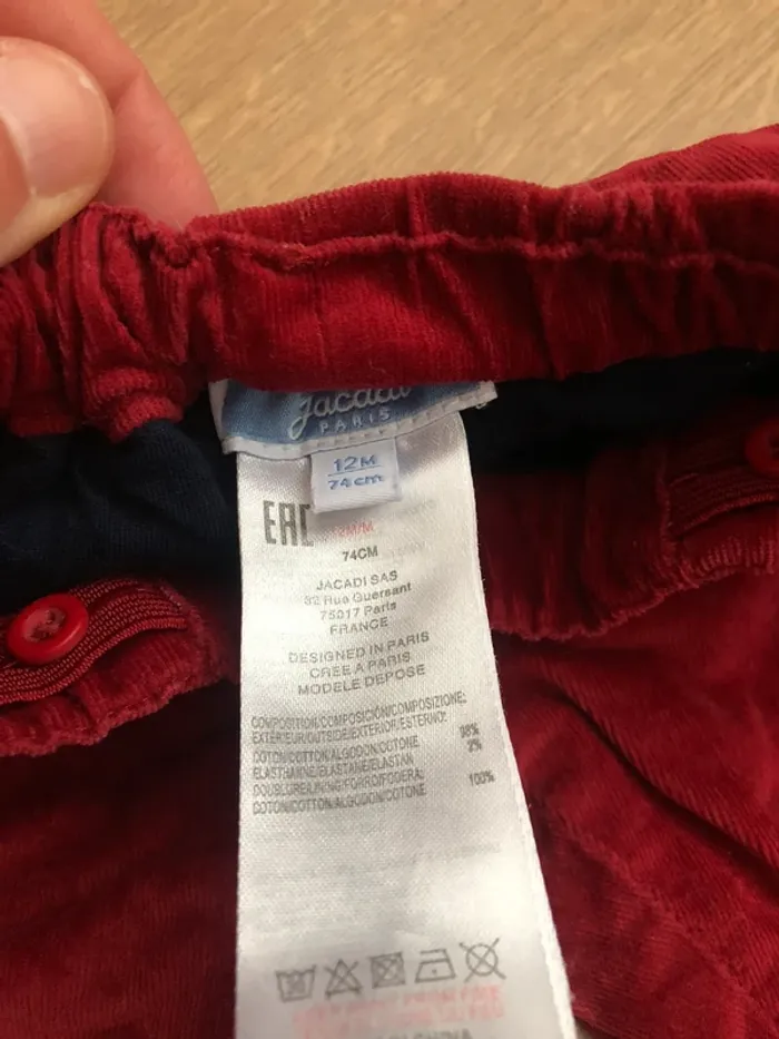 Pantalon velours Jacadi bébé garçon 12pm is - photo numéro 2